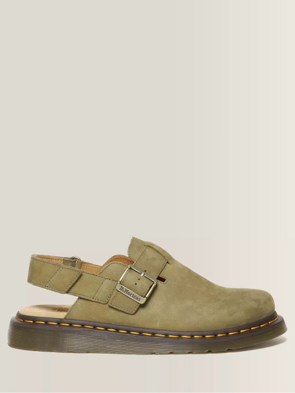 Dr. Martens Olive Suede Slingback Clog with Buckle